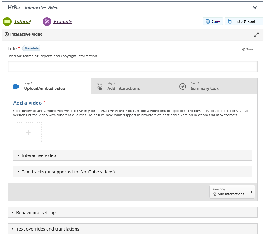 Moodle - H5P Activity Content Editor - Interactive Video